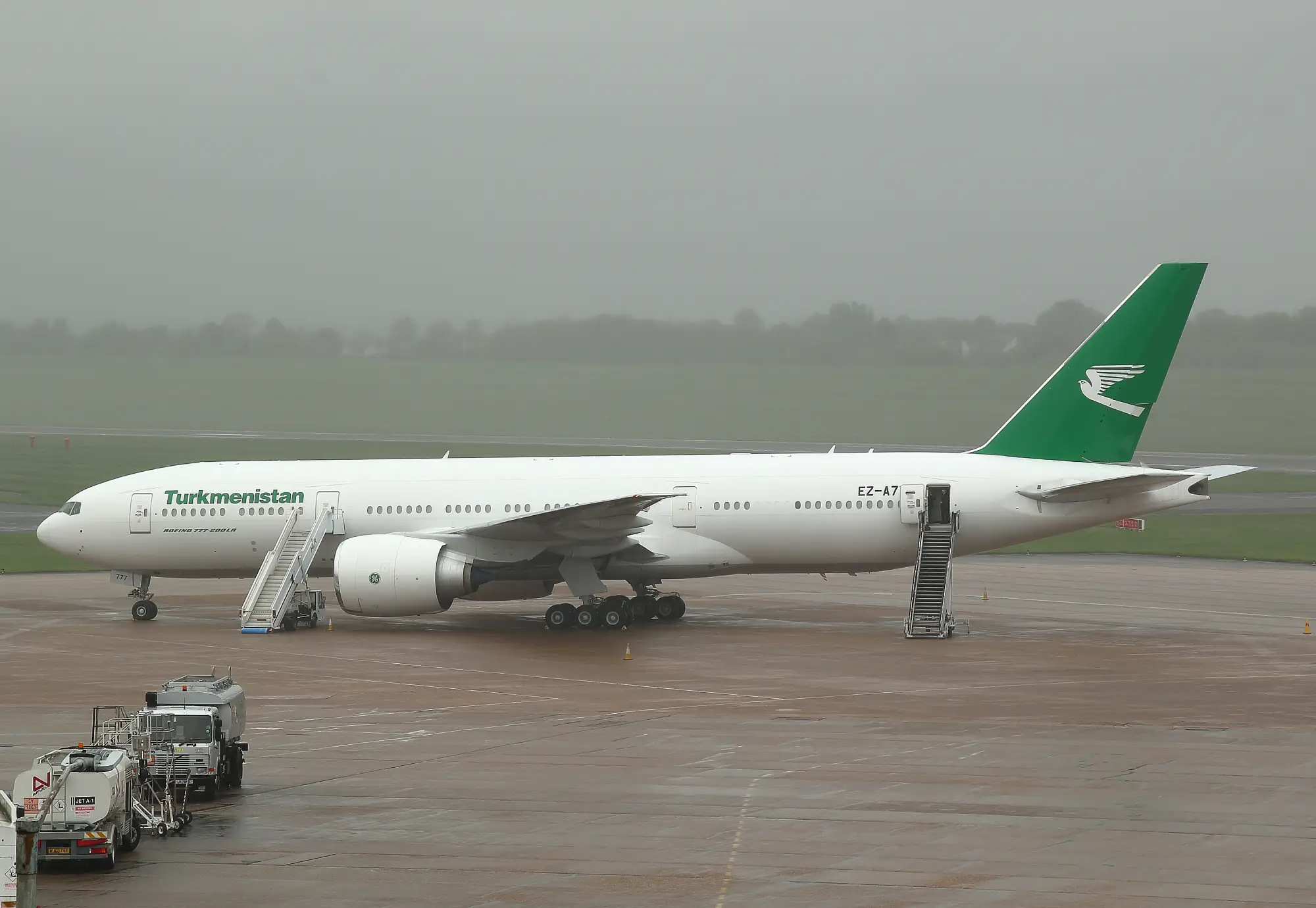 Turkmenistan Airlines Boeing 777 in flight